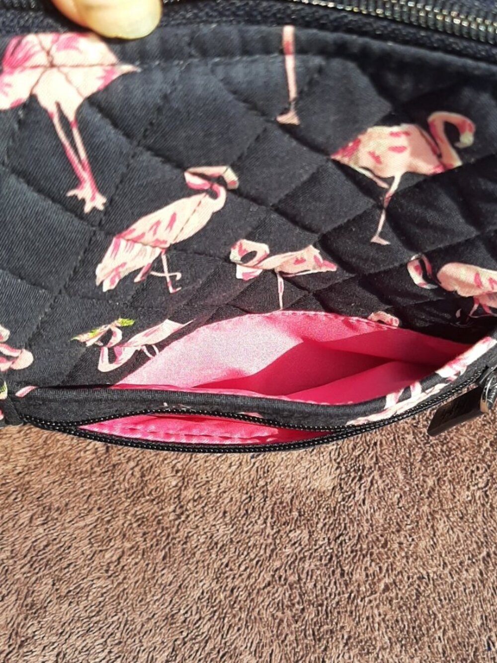 Vera Bradley retired Fiesta Flamingo Crossbody Bag Handbag Purse 11" x 11" x 2" - Picture 8 of 10